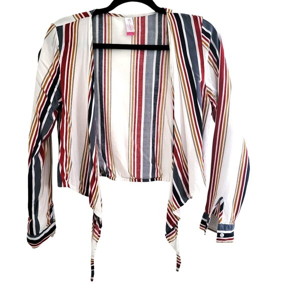 NO BOUNDARIES | Multi-Color Cross Over Front Tie Crop Top - Picture 4 of 12